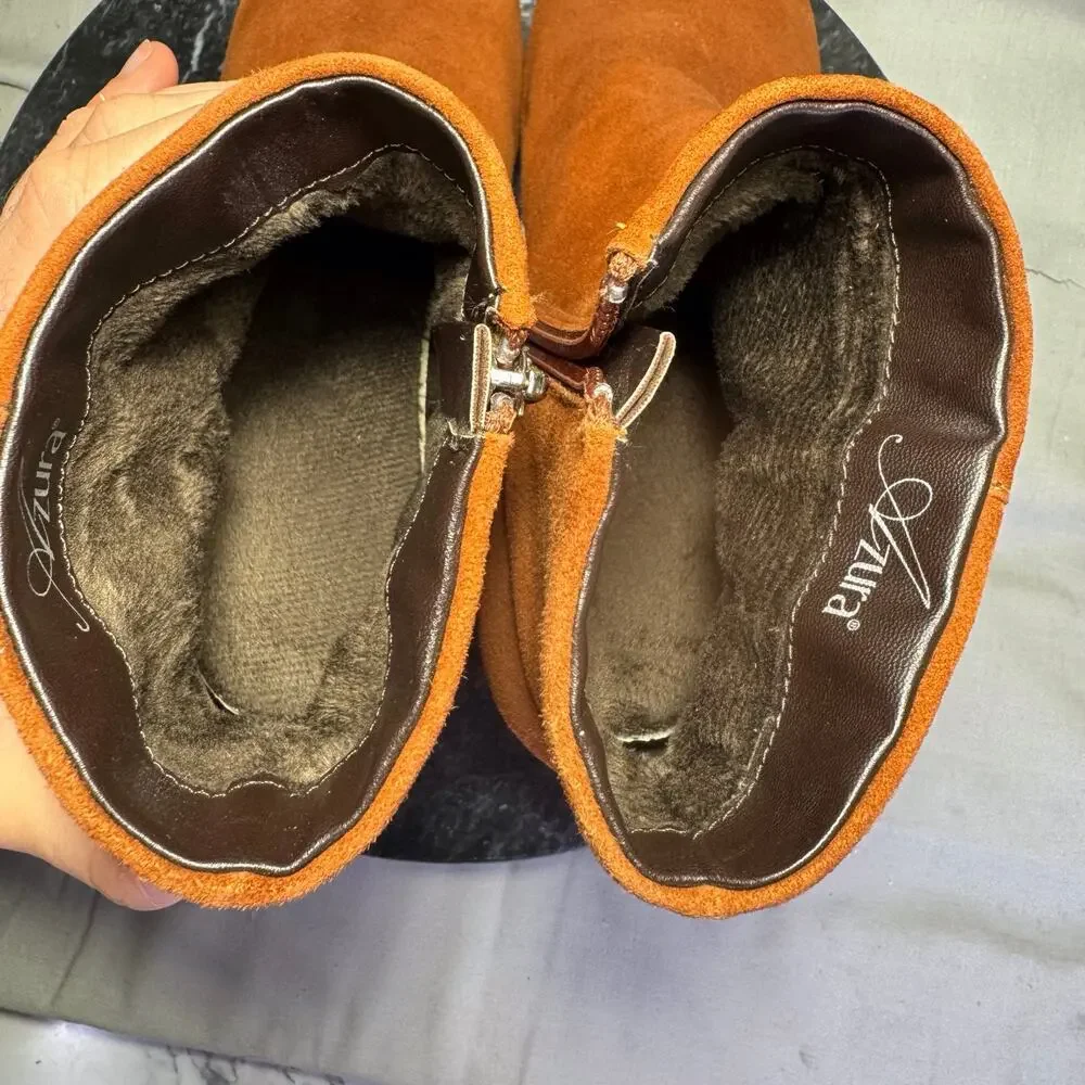 Azura Pizzazz Rust Suede Booties‎ With Heel Women’s Size 38 / 7.5 US